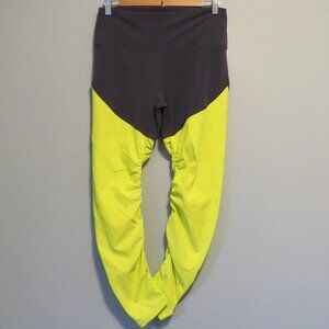 Zyia Active Neon Yellow & Charcoal Gray Parallel Luxe High Waist Leggings Sz 12